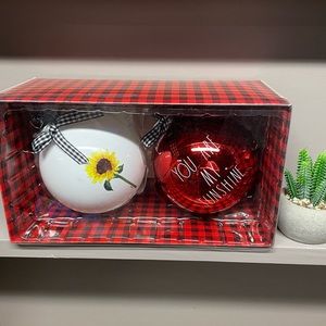 RAE DUNN You Are My Sunshine Ornament Set NWT Sunflowers